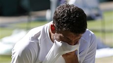 ROGER FEDERER, FINALISTA. výcarská tenisová legenda slaví - ve Wimbledonu 2014 prola do dalího grandslamového finále. V nm se utká s Novakem Djokoviem.