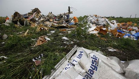 Trosky malajsijského boeingu, který se zítil na východ Ukrajiny (18. ervence...