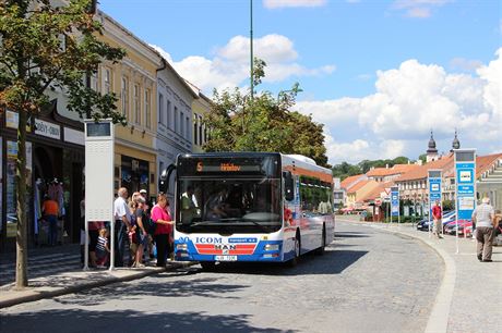 Mstská autobusová doprava v Tebíi.