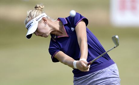 Jessica Kordová na golfovém British Open. 