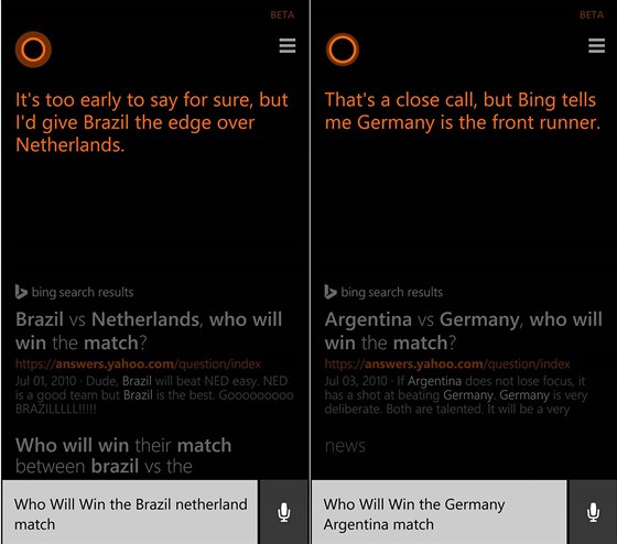 Hlasová asistentka Cortana pedpovídá výsledky fotbalového mistrovství svta