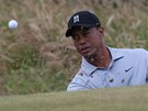 Tiger Woods pi tréninku na British Open na hiti Royal Liverpool Golf Club v