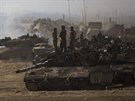 Tábor izraelské armády poblí hranic s Pásmem Gazy