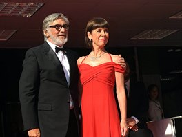 Jiří Bartoška a jeho manželka Andrea na MFF KV (Karlovy Vary, 12. července 2014)