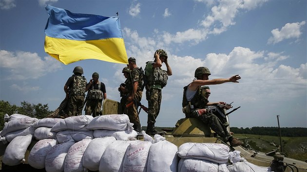 Ukrajinsk jednotky ve mst Siversk (13. ervence 2014)