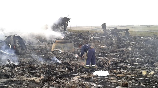 Místo pádu malajsijského letadla nad východní Ukrajinou (17. července 2014).