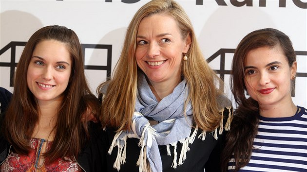 Režisérka filmu Fair Play Andrea Sedláčková a herečky Judit Bárdos a Eva Josefíková na tiskové konferenci (9. července 2014).