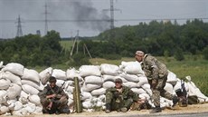 Pozice proruských separatist na pedmstí Doncku (11. ervence 2014)