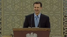 Syrský prezident Baár Asad pi inauguraním projevu (15. ervence 2014)