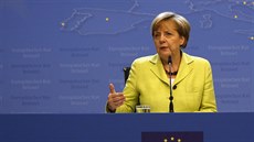 Německá kancléřka Angela Merkelová na tiskové konferenci v Bruselu po summitu...
