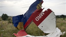 Část malajsijského letounu, který byl sestřelen na východě Ukrajiny (19....