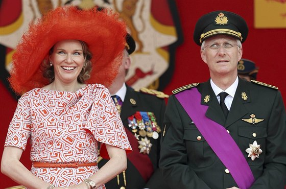 Belgická královna Mathilde a král Philippe (Brusel, 21. ervence 2014)
