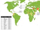 Mapa rizikových oblastí teroristických útok.
