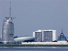 Moderní panoráma Bremerhavenu (Havenwelten)