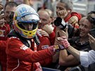 UBRÁNNO. Fernando Alonso slaví druhé místo ve Velké cen Maarska.