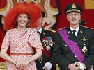 Belgická královna Mathilde a král Philippe (Brusel, 21. ervence 2014)