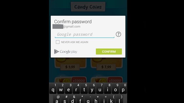 Google pi nkupu vyaduje heslo, lze vak tak zakrtnout pt se na heslo neptat