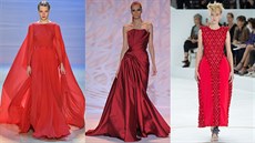 Rudé aty na týdnu módy haute couture v Paíi.