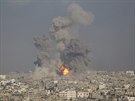 Exploze izraelské bomby v Pásmu Gazy (29. ervence 2014)