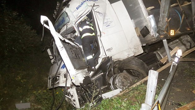 Dopravní nehoda dvou kamionů u Březí na Plzeňsku. (30. července 2014)