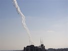 Raketa vypálená z Pásma Gazy (31. ervence 2014).