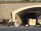 Váná nehoda zavela Praský okruh, dv auta bourala mezi tunely