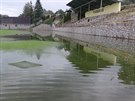 Po nedlní bouce s lijákem zstal zaplaven stadion v Rosicích.