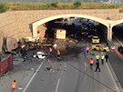 Nehoda na Praském okruhu u Cholupického tunelu ve tvrtek 7. srpna 2014