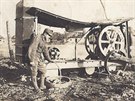 Snímek polní kuchyně 54. Hanáckého pluku pořízený roku 1918 v severní Itálii.