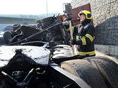 U tunelu na Pražském okruhu nedaleko Radotínského mostu došlol k nehodě čtyř...