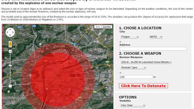 Exploze 250kilotunov� bojov� hlavice rakety ALCM nad Prahou za jasn�ho dne
