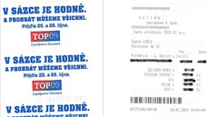 Zadní a pední strana tiket, které se tisknou na dostizích v Pardubicích i...