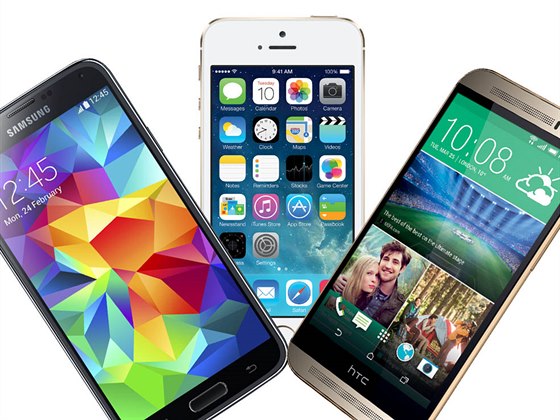 Samsung Galaxy S5, iPhone 5s a HTC One M8