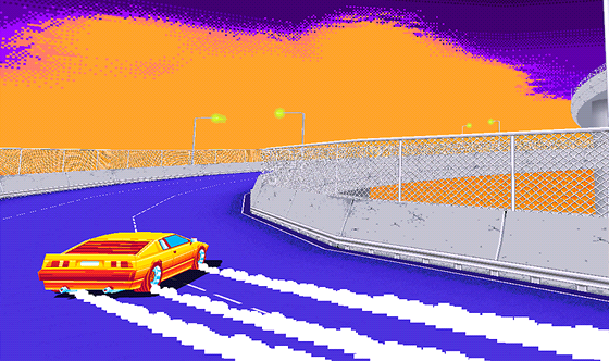 Hra Drift Stage vyuivá grafiku s retrostylizací.