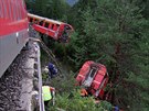Nehoda výcarského vlaku u obce Tiefencastel. (13. srpna 2014)