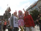 Pochod Prague Pride zaal na Václavském námstí (16. srpna 2014)