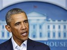 Americký prezident Barack Obama bhem pondlního projevu v Bílém dom ve...