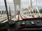 První tramvaj na novém Trojském most