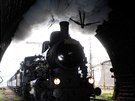 Historický vlak ve Vinohradském tunelu