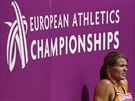 Nizozemská sprinterka Dafne Schippersová po rozbhu na 200 metr