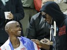 Usain Bolt (vpravo) coby host atletického mistrovství Evropy v Curychu a Mo...