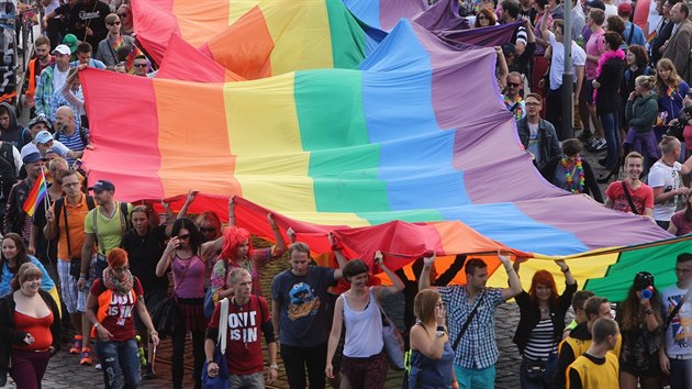 Pochod Prague Pride na echov most (16. ervence 2014)