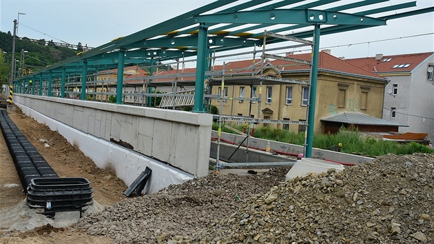 Výstavba nové elezniní zastávka Praha-Podbaba