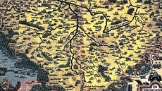 Vý�ez z mapy �ech Abraha Orteliuse z roku 1570, podle Jana Gritingera.