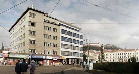 Plánovaná podoba historické budovy na Mendlov námstí v Brn.