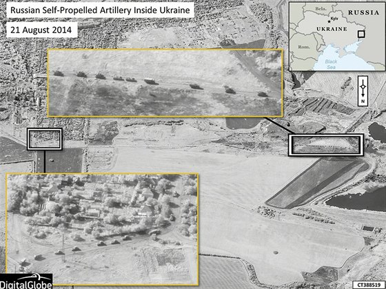 Satelitní snímky z 21. srpna podle NATO dokazují, že na Ukrajině operuje ruská...