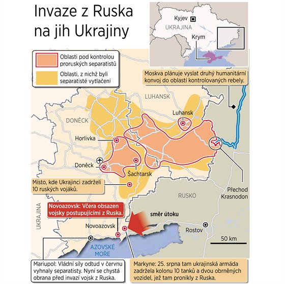 Invaze z Ruska na jih Ukrajiny