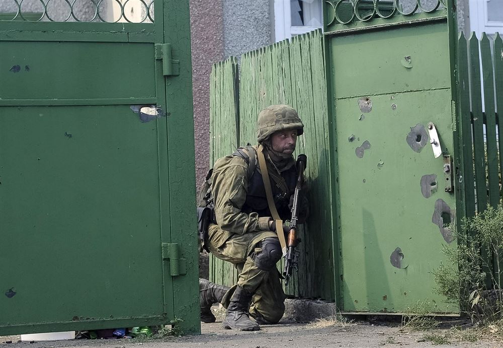 Ukrajinský voják v bojích o Ilovajsk (27. srpna 2014)