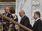Summit v Minsku. Zleva: ruský prezident Vladimir Putin, éfka unijní diplomacie...