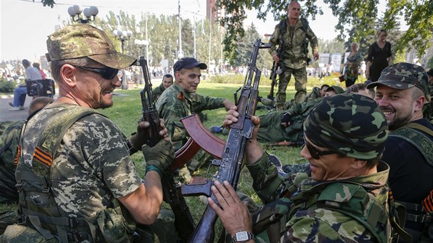Prorut separatist v centru Doncku (24. srpna 2014)